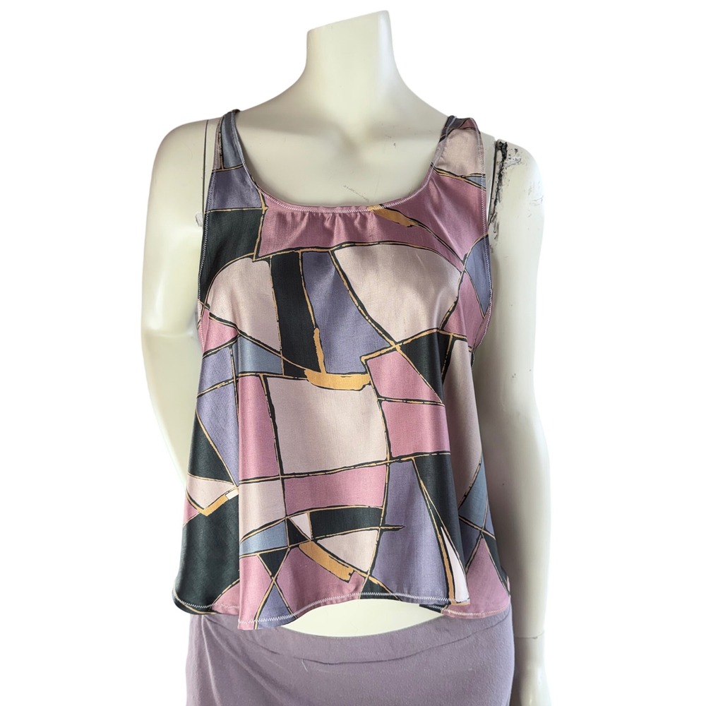 Simple Clothing Geometric Tank Top Open Side Abstract Art To Wear Crop OS‎